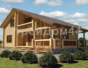 Полутораэтажный деревянный дом «Радислав» 9х8 с террасой